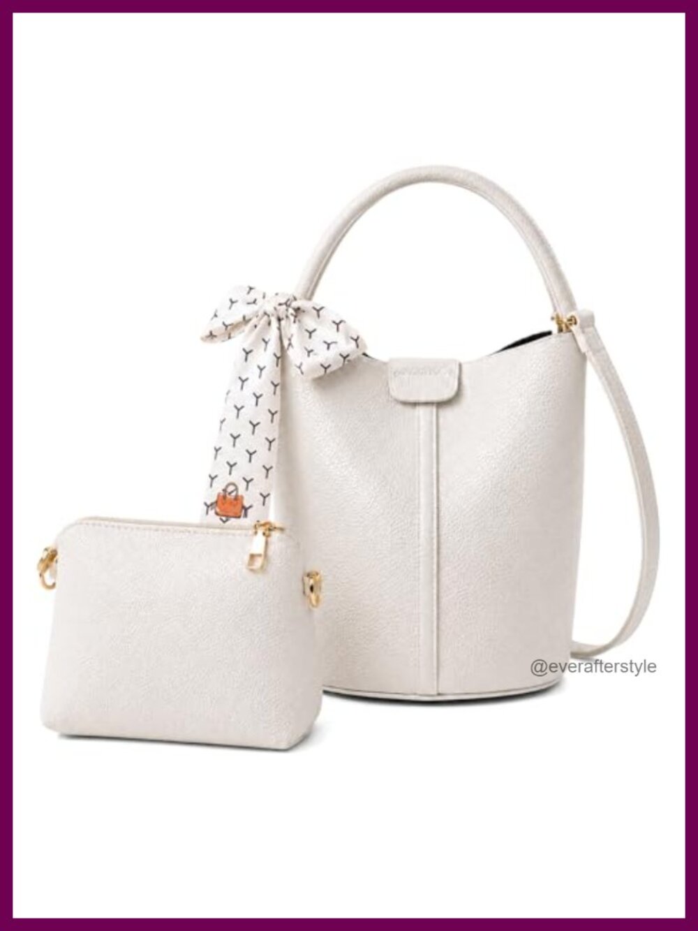 Vegan Leather Bucket Bag Crossbody Purse Adjustable Strap Women Handbag